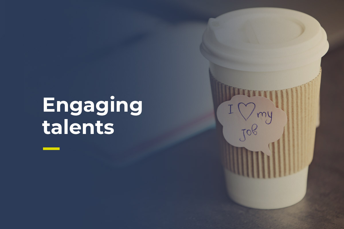 The title says engaging talents and there's the pic of a coffee cup that says I love my job